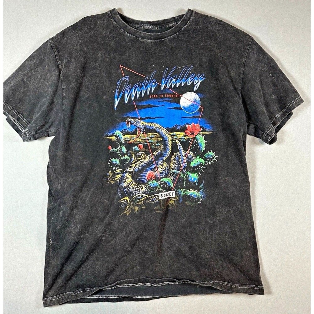 Boxset Mens L Black Death Valley Road to Nowhere Snake Graphic Cotton Tee